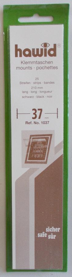 (image for) Hawid Stamp Mounts - Black 37mm x 210mm Strips